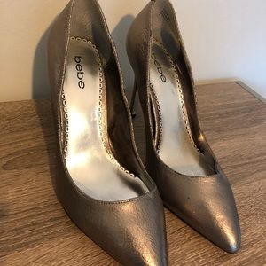 BEBE Pointed Toe Pumps (Pewter - Size 9)
